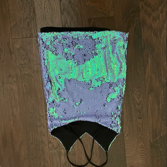 Sequin Purple Green Blue Dress - Picture 3 of 4